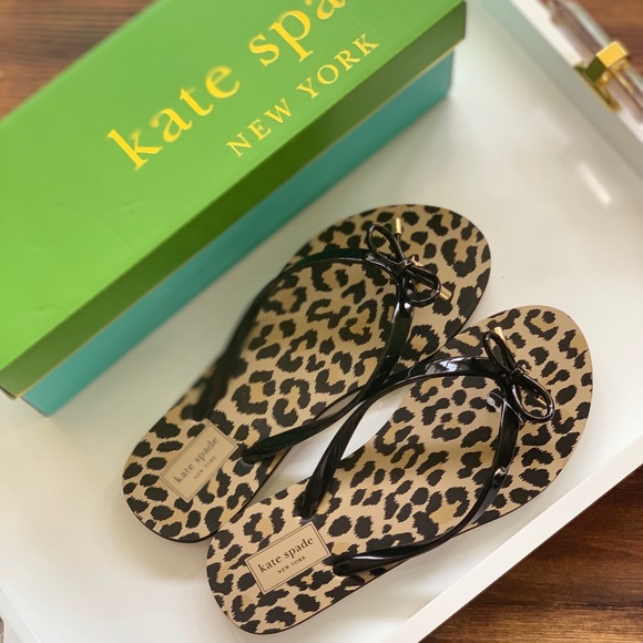kate spade leopard print flip flops